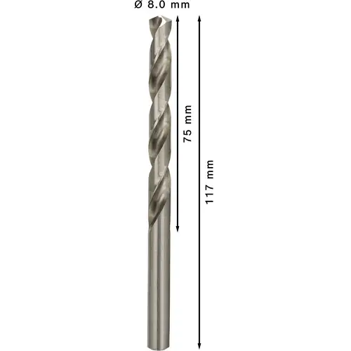 Bosch Accessories 2608595072 HSS Metall-Spiralbohrer 8mm Gesamtlänge 117mm geschliffen DIN 338 Zylinderschaft 5St. Bosch Accessories 2608595072 HSS Metall-Spiralbohrer 8mm Gesamtlänge 117mm geschliffen DIN 338 Zylinderschaft 5St.