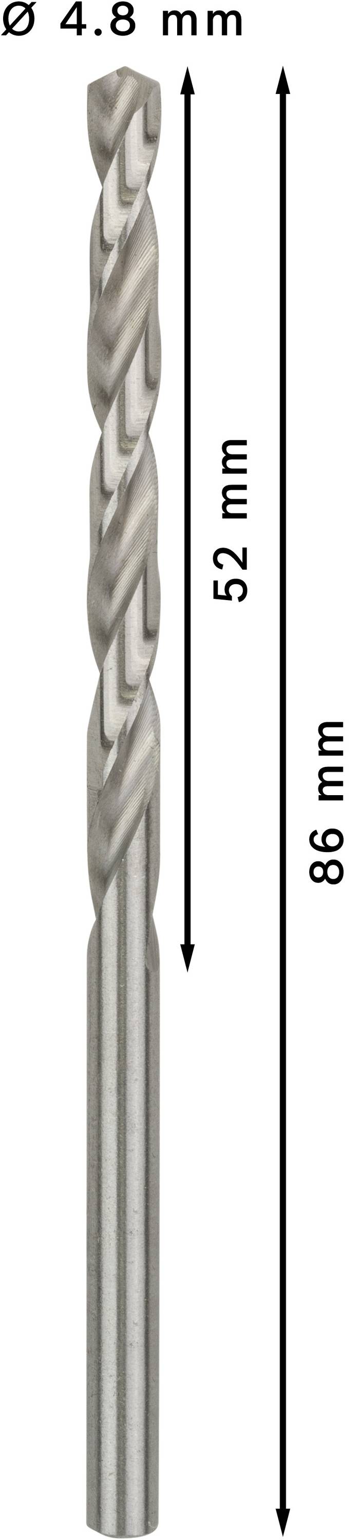 Bosch Accessories 2608595334 HSS Metall-Spiralbohrer 4.8mm Gesamtlänge 83mm geschliffen DIN 338 Zylinderschaft 10St.