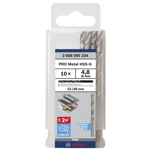 Bosch Accessories 2608595334 HSS Metall-Spiralbohrer 4.8mm Gesamtlänge 83mm geschliffen DIN 338 Zylinderschaft 10St. Bosch Accessories 2608595334 HSS Metall-Spiralbohrer 4.8mm Gesamtlänge 83mm geschliffen DIN 338 Zylinderschaft 10St.