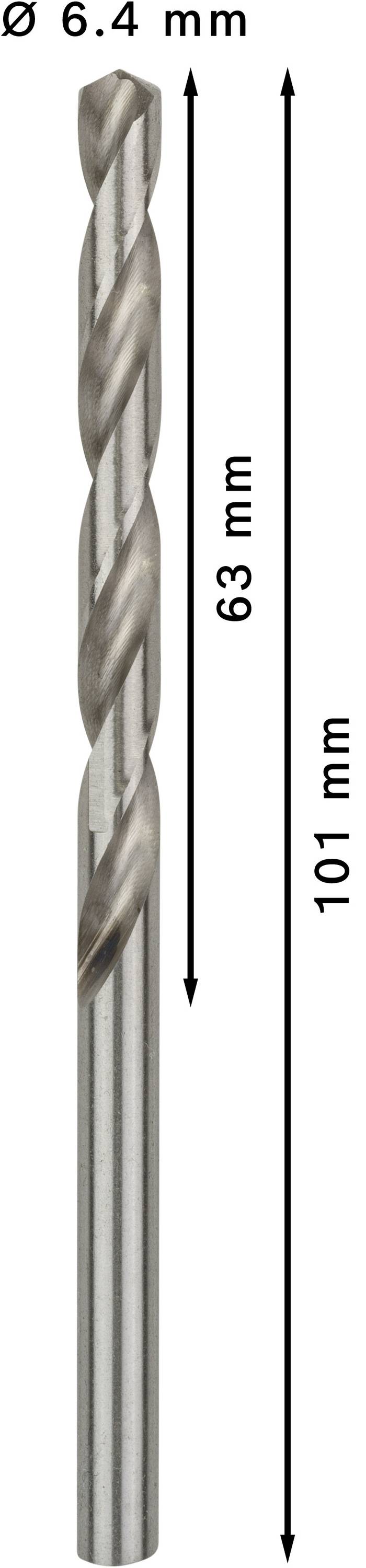 Bosch Accessories 2608595335 HSS Metall-Spiralbohrer 6.4mm Gesamtlänge 101mm geschliffen DIN 338 Zylinderschaft 10St.