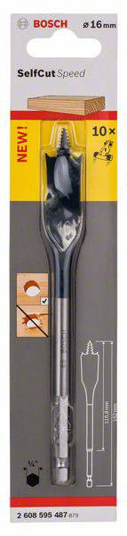 Bosch Accessories 2608595487 Holz-Fräsbohrer 16mm Gesamtlänge 152mm 1/4" (6.3 mm) 1St.