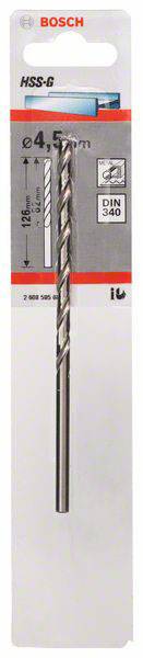 Bosch Accessories 2608595681 HSS Metall-Spiralbohrer 4.5mm Gesamtlänge 126mm geschliffen DIN 340 Zylinderschaft 1St.