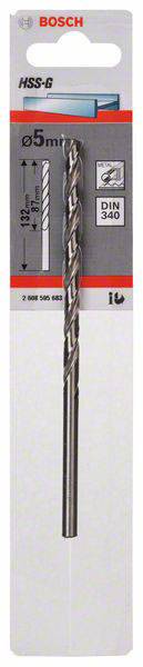 Bosch Accessories 2608595683 HSS Metall-Spiralbohrer 5mm Gesamtlänge 132mm geschliffen DIN 340 Zylinderschaft 1St.