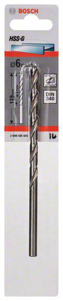 Bosch Accessories 2608595685 HSS Metall-Spiralbohrer 6mm Gesamtlänge 139mm geschliffen DIN 340 Zylinderschaft 1St.