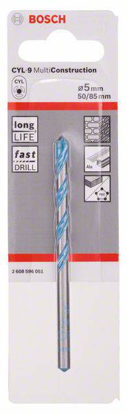 Bosch Accessories CYL-9 Multi Construction 2608596051 Hartmetall Mehrzweckbohrer 5 mm Gesamtlänge 85 mm Zylinderschaft 1 St.