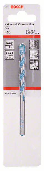 Bosch Accessories CYL-9 Multi Construction 2608596053 Hartmetall Mehrzweckbohrer 6 mm Gesamtlänge 100 mm Zylinderschaft 1 St.