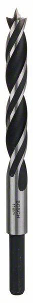 Bohrer mit spiraliger Nut, geeignet für präzises Bohren in Holz oder Metall. Dunkles Metall mit polierter Spitze für gute Stabilität.