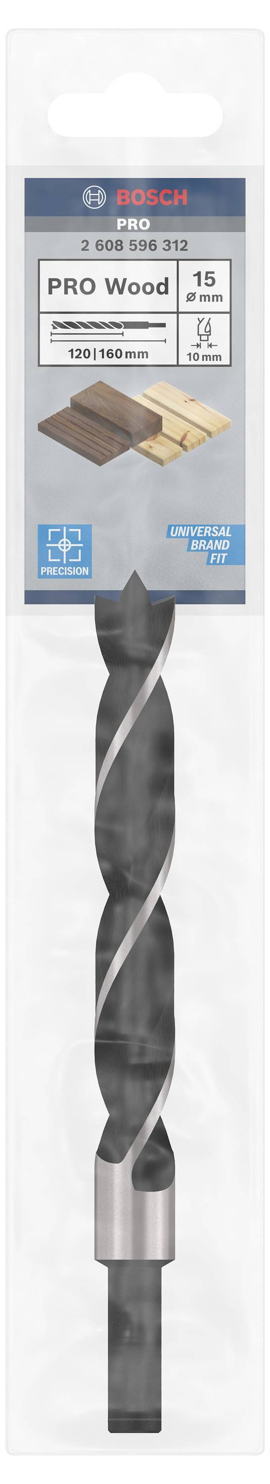 Bosch Accessories 2608596312 Holz-Spiralbohrer 15mm Gesamtlänge 160mm Zylinderschaft 1St.