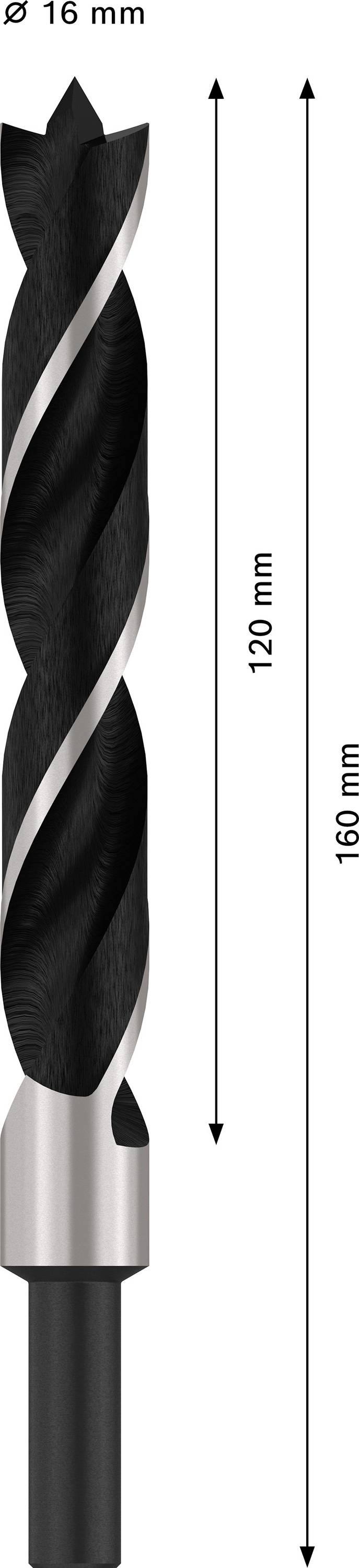 Bosch Accessories 2608596313 Holz-Spiralbohrer 16 mm Gesamtlänge 160 mm 1/4" (6.3 mm) 1 St.
