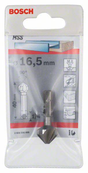 Bosch Accessories 2608596408 Kegelsenker 16.5mm HSS 1/4" (6.3 mm) 1St.
