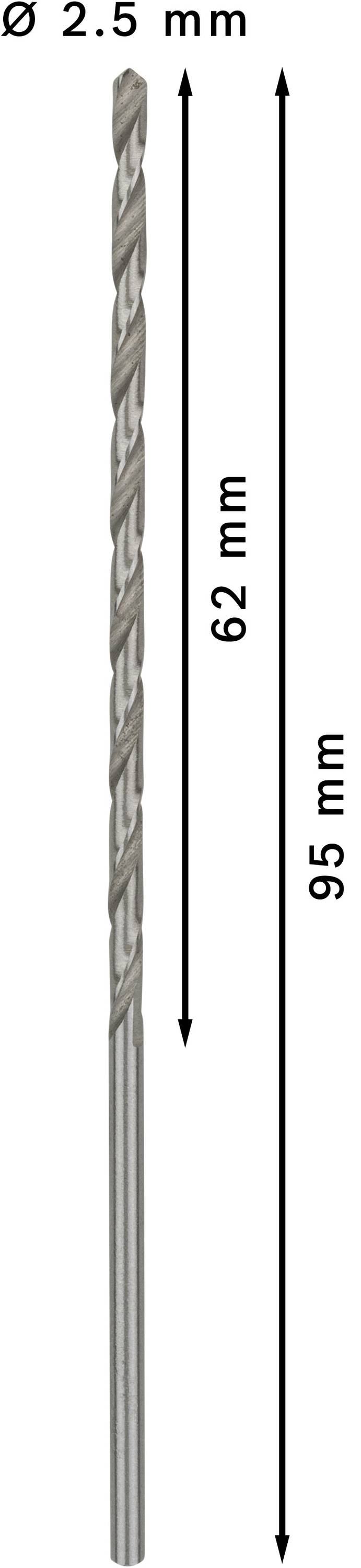 Bosch Accessories 2608596810 HSS Metall-Spiralbohrer 2.5mm Gesamtlänge 95mm geschliffen DIN 340 Zylinderschaft 5St.