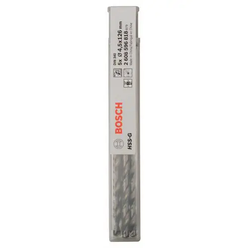 Bosch Accessories 2608596818 HSS Metall-Spiralbohrer 4.5mm Gesamtlänge 126mm geschliffen DIN 340 Zylinderschaft 5St. Bosch Accessories 2608596818 HSS Metall-Spiralbohrer 4.5mm Gesamtlänge 126mm geschliffen DIN 340 Zylinderschaft 5St.