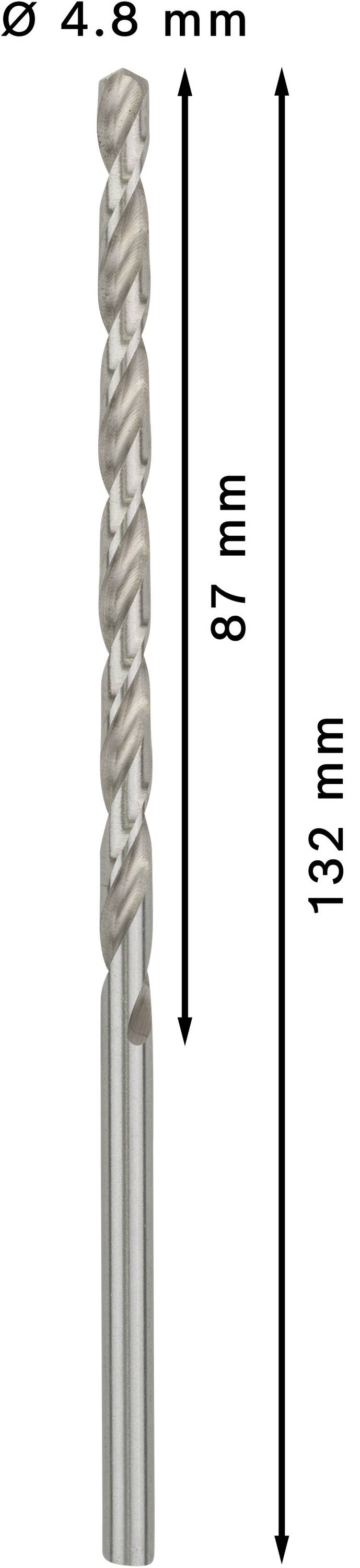 Bosch Accessories 2608596819 HSS Metall-Spiralbohrer 4.8mm Gesamtlänge 132mm geschliffen DIN 340 Zylinderschaft 5St.
