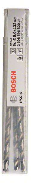 Bosch Accessories 2608596820 HSS Metall-Spiralbohrer 5mm Gesamtlänge 132mm geschliffen DIN 340 Zylinderschaft 5St.