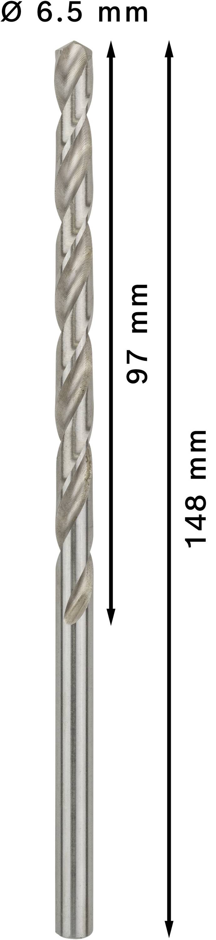 Bosch Accessories 2608596824 HSS Metall-Spiralbohrer 6.5mm Gesamtlänge 139mm geschliffen DIN 340 Zylinderschaft 5St.