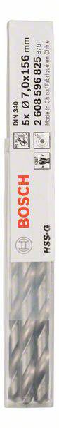 Bosch Accessories 2608596825 HSS Metall-Spiralbohrer 7mm Gesamtlänge 156mm geschliffen DIN 340 Zylinderschaft 5St.