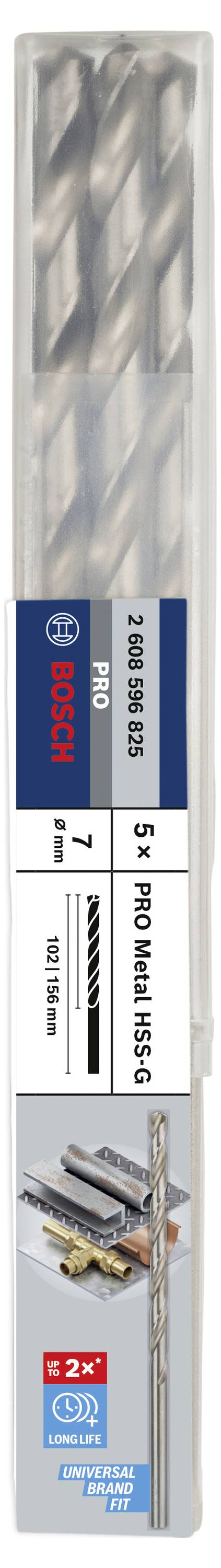Bosch Accessories 2608596825 HSS Metall-Spiralbohrer 7mm Gesamtlänge 156mm geschliffen DIN 340 Zylinderschaft 5St.