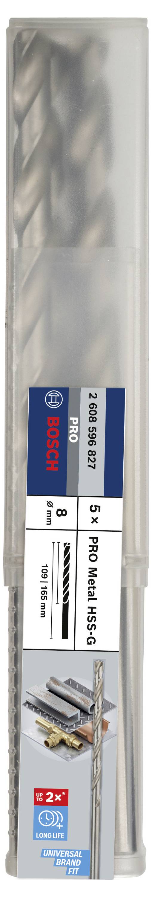 Bosch Accessories 2608596827 HSS Metall-Spiralbohrer 8mm Gesamtlänge 165mm geschliffen DIN 340 Zylinderschaft 5St.
