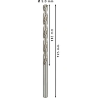 Bosch Accessories 2608596829 HSS Metall-Spiralbohrer 9mm Gesamtlänge 175mm geschliffen DIN 340 Zylinderschaft 5St. Bosch Accessories 2608596829 HSS Metall-Spiralbohrer 9mm Gesamtlänge 175mm geschliffen DIN 340 Zylinderschaft 5St.