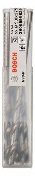 Bosch Accessories 2608596829 HSS Metall-Spiralbohrer 9mm Gesamtlänge 175mm geschliffen DIN 340 Zylinderschaft 5St.