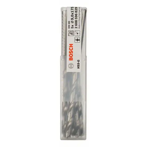 Bosch Accessories 2608596829 HSS Metall-Spiralbohrer 9mm Gesamtlänge 175mm geschliffen DIN 340 Zylinderschaft 5St. Bosch Accessories 2608596829 HSS Metall-Spiralbohrer 9mm Gesamtlänge 175mm geschliffen DIN 340 Zylinderschaft 5St.