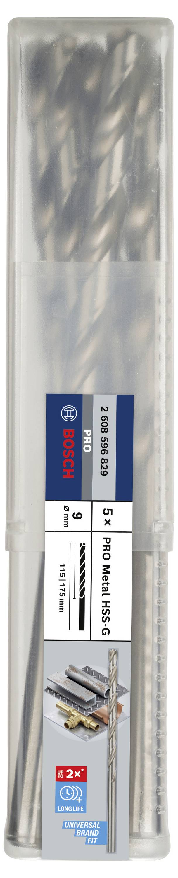 Bosch Accessories 2608596829 HSS Metall-Spiralbohrer 9mm Gesamtlänge 175mm geschliffen DIN 340 Zylinderschaft 5St.