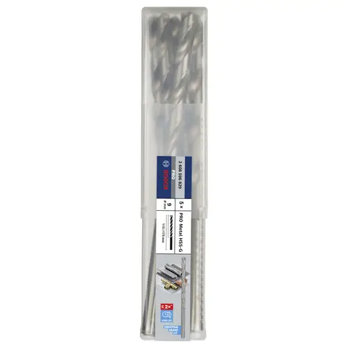 Bosch Accessories 2608596829 HSS Metall-Spiralbohrer 9mm Gesamtlänge 175mm geschliffen DIN 340 Zylinderschaft 5St. Bosch Accessories 2608596829 HSS Metall-Spiralbohrer 9mm Gesamtlänge 175mm geschliffen DIN 340 Zylinderschaft 5St.