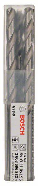 Bosch Accessories 2608596833 HSS Metall-Spiralbohrer 11mm Gesamtlänge 195mm geschliffen DIN 340 Zylinderschaft 5St.