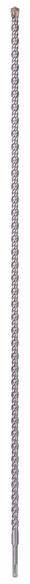 Ein langer, silberner Metallstab mit spiralförmig gedrehtem Design, vermutlich Teil eines Werkzeugs oder einer Bauausrüstung.