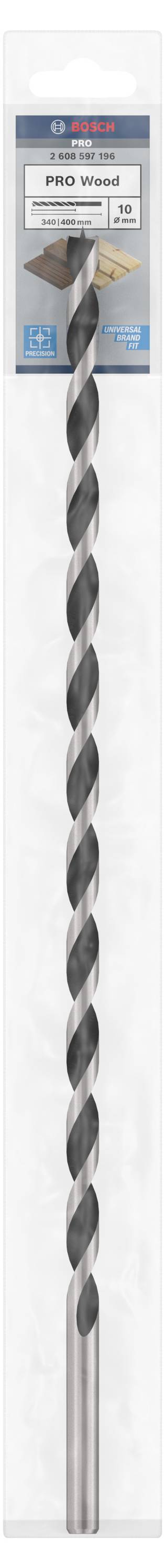 Bosch Accessories 2608597196 Holz-Spiralbohrer 10mm Gesamtlänge 400mm Zylinderschaft 1St.