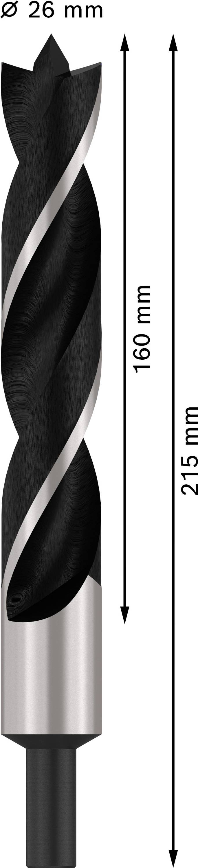 Bosch Accessories 2608597206 Holz-Spiralbohrer 26mm Gesamtlänge 215mm Zylinderschaft 1St.