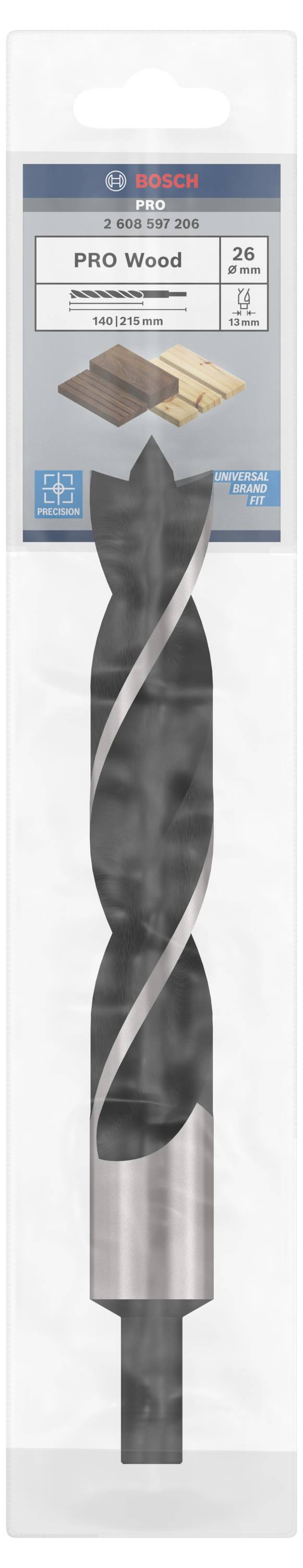 Bosch Accessories 2608597206 Holz-Spiralbohrer 26mm Gesamtlänge 215mm Zylinderschaft 1St.