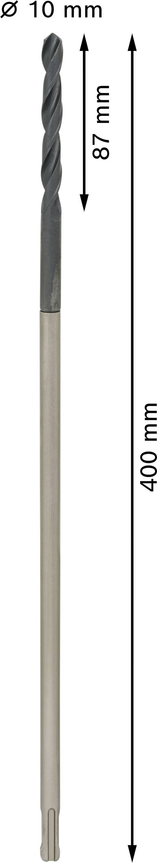 Bohrer mit einem Durchmesser von 10 mm, Gesamtlänge 400 mm, Bohrerlänge 87 mm.