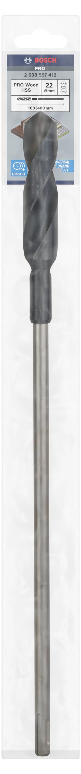 Bohrer von Bosch in Verpackung. Geeignet für Metall, Beton und Stein. Bohrergröße: 16,0 x 400 mm. SDS plus.