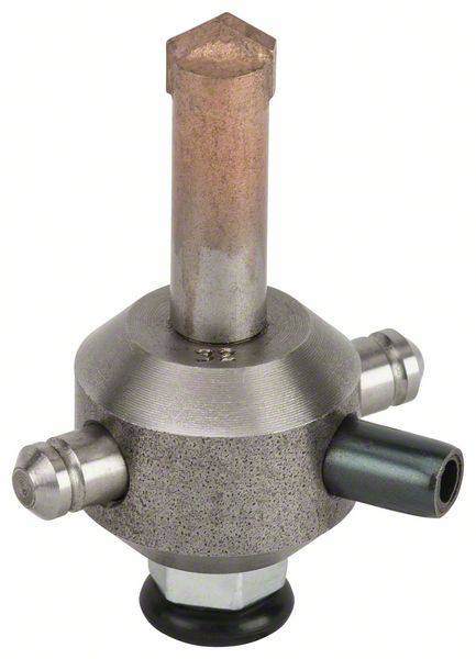 Ein Metallventil mit mehreren Anschlussstutzen, das in technischen oder industriellen Anwendungen verwendet wird.