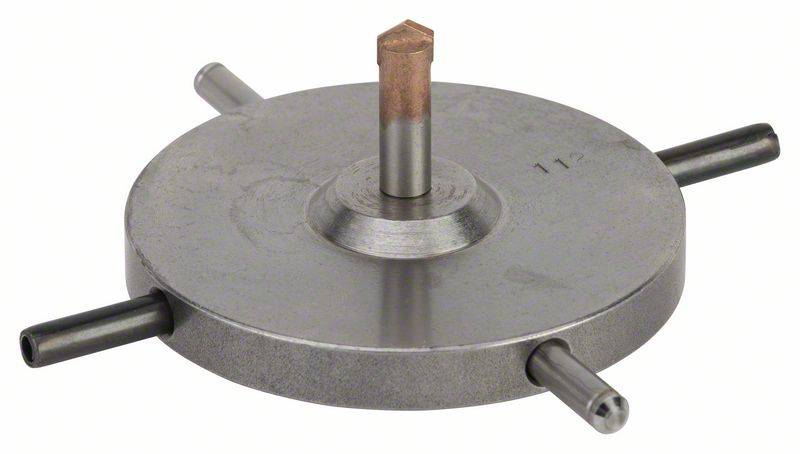 Metallisches Rundwerkzeug mit zentralem Dorn und vier radial angeordneten Griffen. Verwendet für das manuelle Gewindeschneiden.