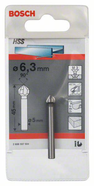 Bosch Accessories 2608597504 Kegelsenker 6.3mm HSS Zylinderschaft 1St.