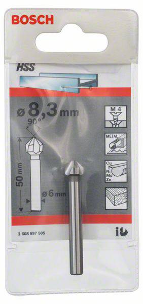 Bosch Accessories 2608597505 Kegelsenker 8.3 mm HSS Zylinderschaft 1 St.