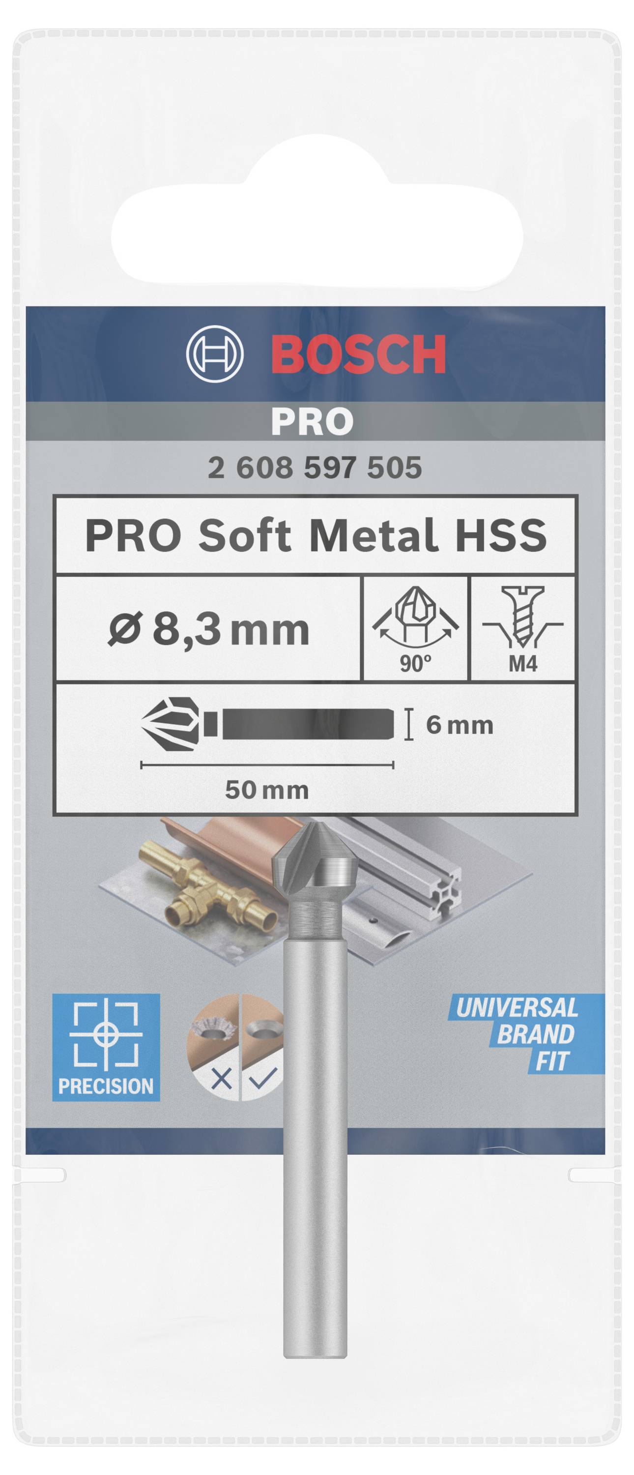 Bosch Accessories 2608597505 Kegelsenker 8.3 mm HSS Zylinderschaft 1 St.