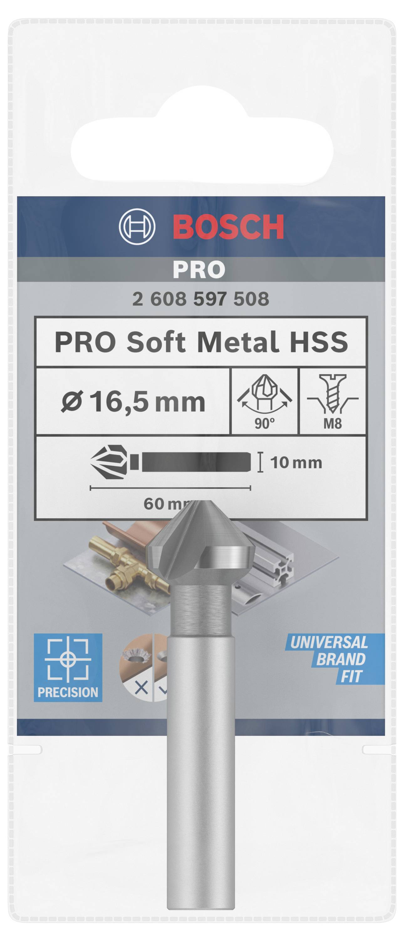 Bosch Accessories 2608597508 Kegelsenker 16.5mm HSS Zylinderschaft 1St.