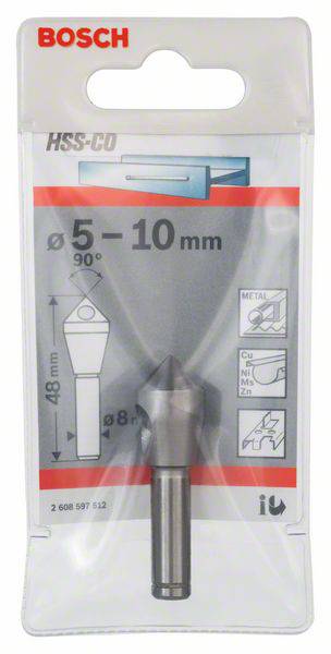 Bosch Accessories 2608597512 Querlochsenker 10mm HSS-E Zylinderschaft 1St.