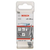 Bosch Accessories 2608597520 HSS Stufenbohrer 6 - 30mm Gesamtlänge 93.5mm 3-Flächenschaft 1St. Bosch Accessories 2608597520 HSS Stufenbohrer 6 - 30mm Gesamtlänge 93.5mm 3-Flächenschaft 1St.