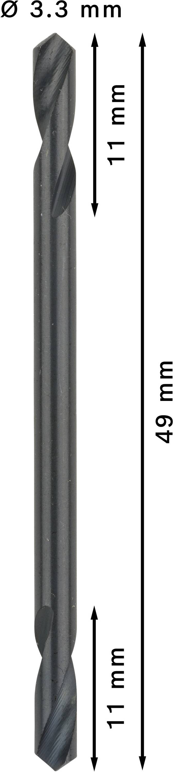 Bosch Accessories 2608597585 HSS Doppelendbohrer 3.3mm Gesamtlänge 49mm geschliffen Zylinderschaft 10St.