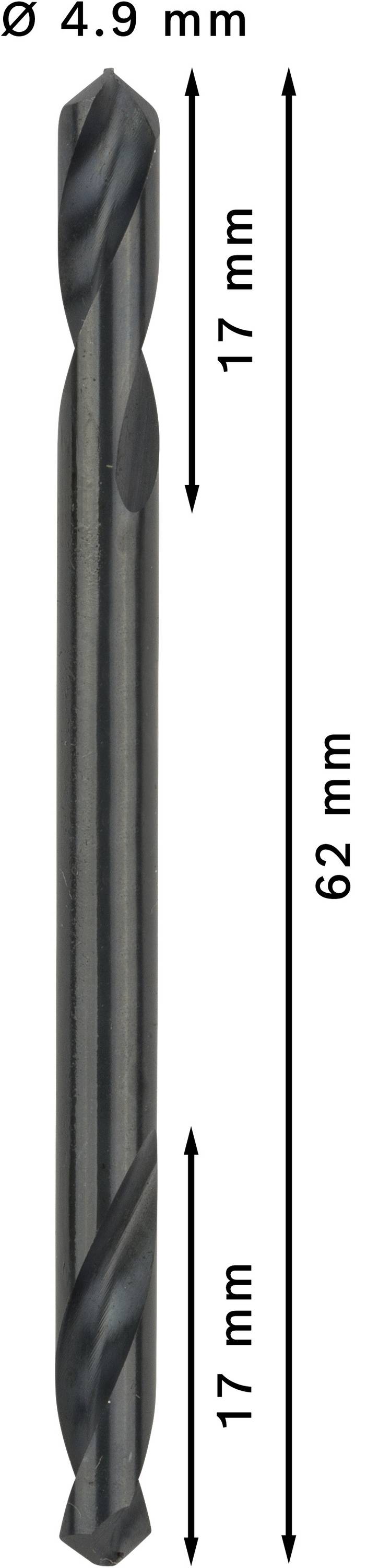 Bosch Accessories 2608597593 HSS Doppelendbohrer 4.9mm Gesamtlänge 62mm geschliffen Zylinderschaft 10St.
