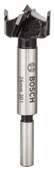 Metallbohrer mit Aufschrift 'BOSCH 26mm 30L', grauer Schaft, schwarzer, gezackter Bohrkopf, geeignet für präzise Bohrungen.
