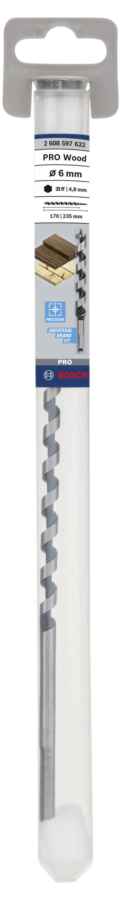 Bosch Accessories 2608597622 Schlangenbohrer 6mm Gesamtlänge 235mm Sechskantschaft 1St.