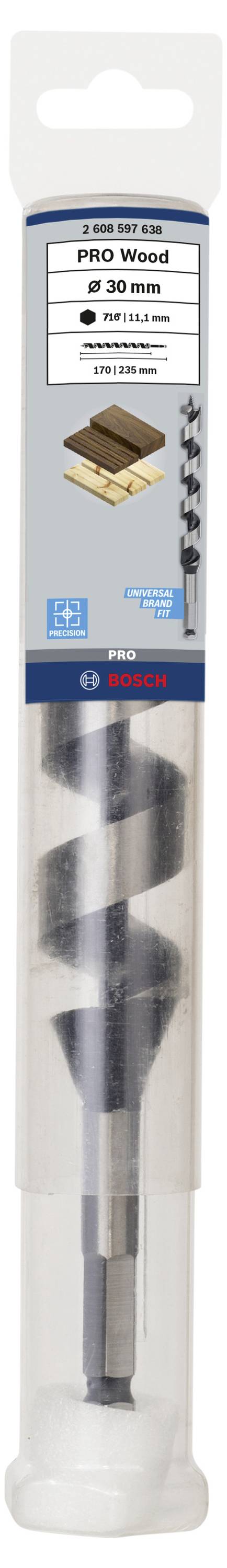 Bosch Accessories 2608597638 Schlangenbohrer 30mm Gesamtlänge 235mm Sechskantschaft 1St.