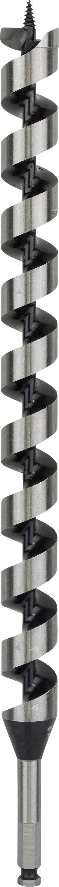 Ein Spiralbohrer mit mehreren Windungen, geeignet für Holzarbeiten, mit einer scharfen Spitze zum präzisen Bohren.