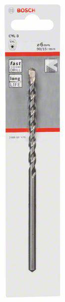 Bosch Accessories CYL-3 2608597679 Hartmetall Beton-Spiralbohrer 6mm Gesamtlänge 150mm Zylinderschaft 1St.