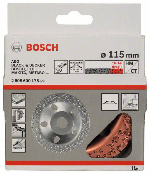 Bosch Accessories 2608600175 Hartmetalltopfscheibe, 115 x 22,23 mm, grob, flach grob, flach 11.5 cm 1 St.